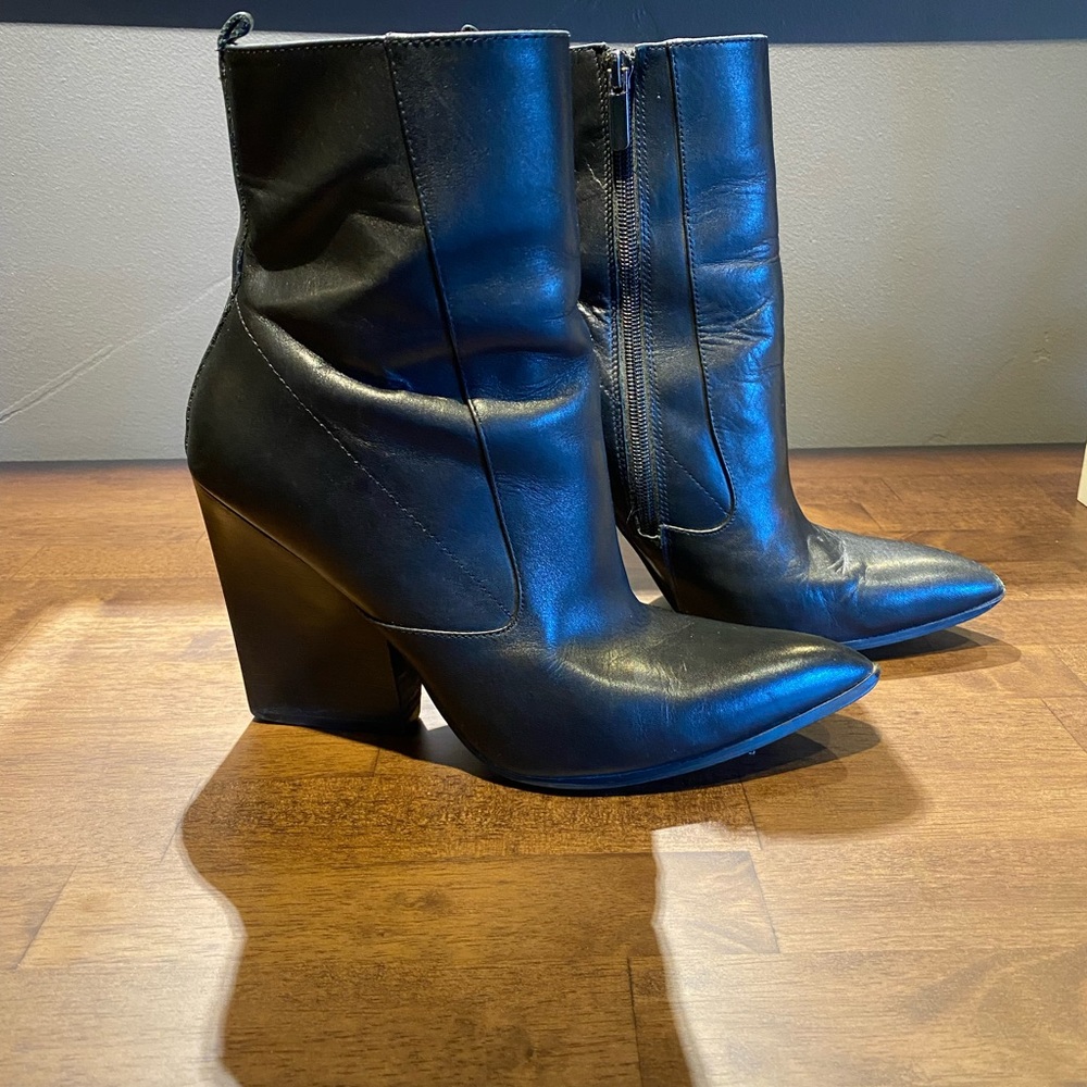 Black Leather BLEECKER AND BOND Ankle Boots